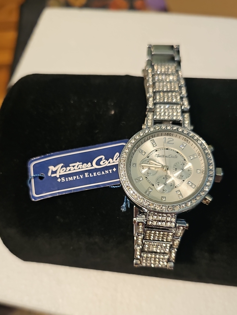 New with Tags Montres Carlo Crystal Chronograph Style Watch